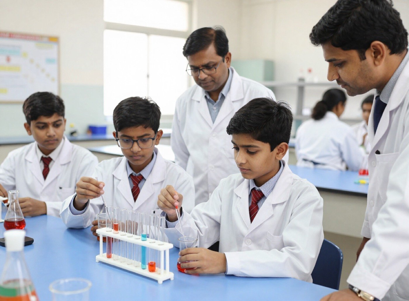 Young scientists at work in the chemistry lab