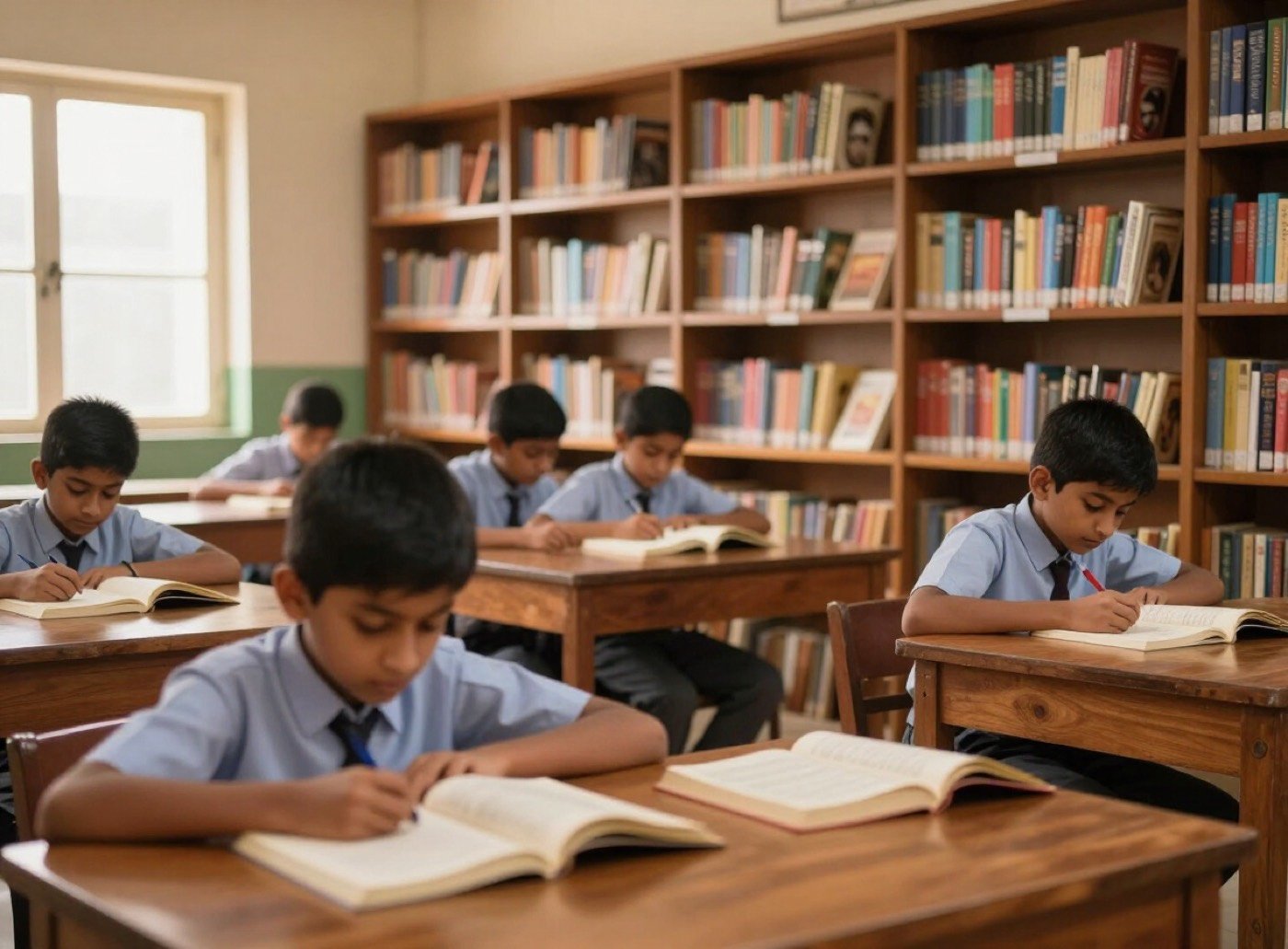 Quiet reading hours in the school library